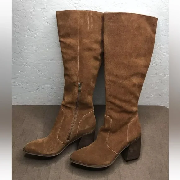 EUC! FRANCO FORTINI Capri Size 11 Cognac Brown Suede Knee High Boots 3.5" Heel - Picture 4 of 13